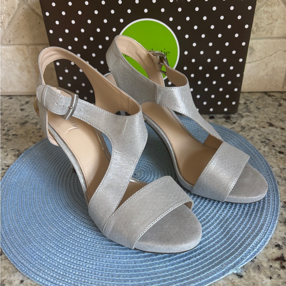 Kelly and Katie Silver Strappy Sandal Heels